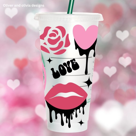 valentines day pink heart Starbucks cup 24 oz - Picture 2 of 2